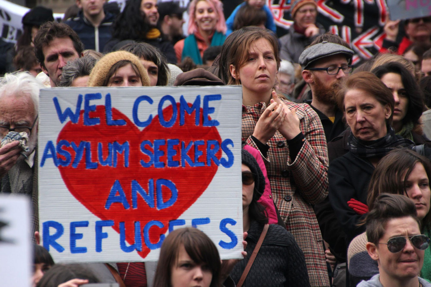 "Welcome asylum seekers and refugees."